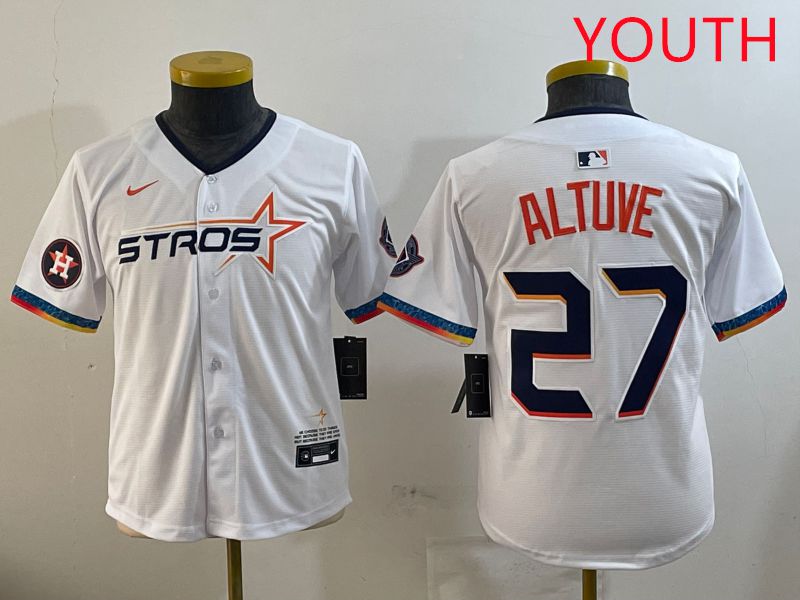 Youth Houston Astros 27 Altuve White Fourth generation Joint Name 2025 Nike MLB Jersey style 8